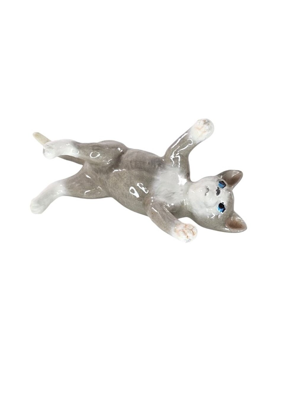 Hagen Renaker Pedro's Cat Grey On Back Miniature Figurine Kitty Playing